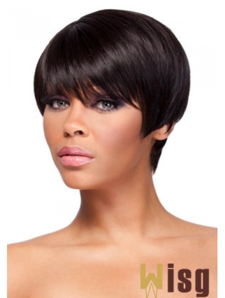 Cropped Auburn Straight Boycuts Gorgeous African American Wigs