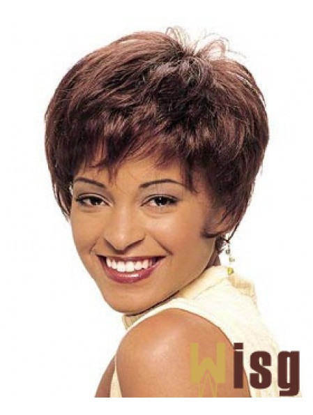 Cropped Auburn Straight Boycuts Beautiful African American Wigs