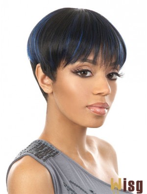 Cropped Black Straight Boycuts New African American Wigs