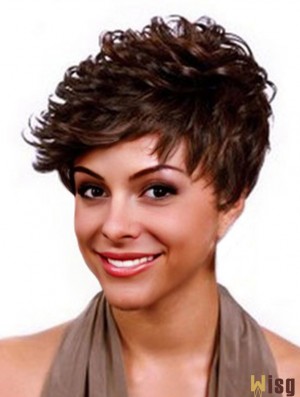 Cropped Auburn Curly Boycuts Durable African American Wigs