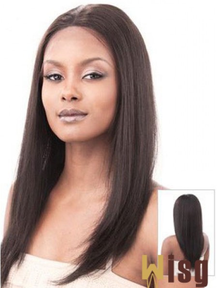 Auburn 16 inch Sleek Long Yaki Without Bangs Lace Wigs