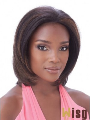 Without Bangs Hairstyles Straight Auburn Chin Length Human Hair Lace Front Wigs