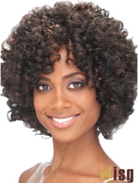 Chin Length Capless Layered Kinky Synthetic Black Woman's Wigs