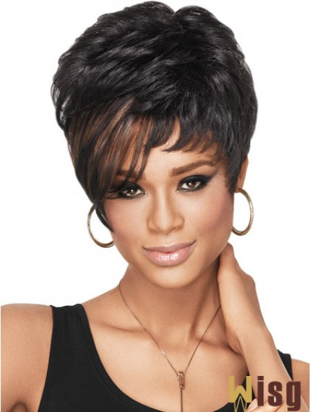 Cropped Black Wavy Boycuts High Quality African American Wigs