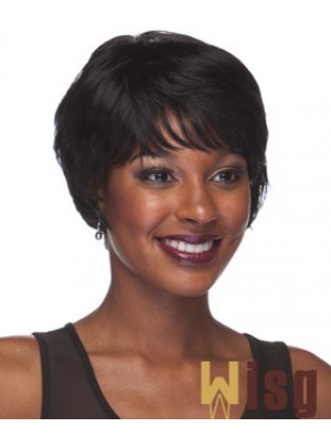 Short Black Straight With Bangs Style African American Wigs