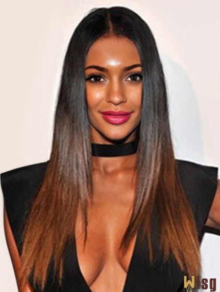 Long Straight Without Bangs Full Lace 22 inch Trendy Black Women Wigs