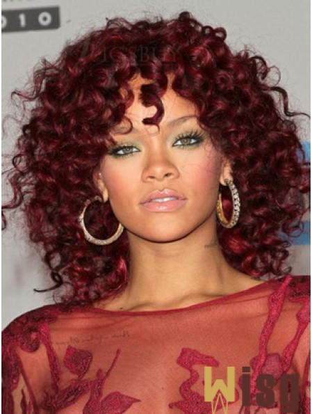 Red 14 inch Capless African American Curly Bob Wigs For Black Women