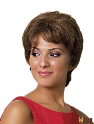 Remy Human Layerd Full Lace Short Wavy African American Human Hair Wigs