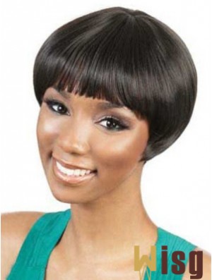 Short Black Straight Bobs Ideal African American Wigs