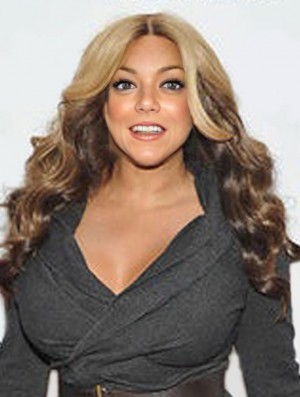 Without Bangs Wavy Ombre/2 Tone 22 inch Suitable  Wigs