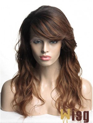 Long Brown Wavy With Bangs Cheapest African American Wigs