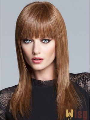 Yaki With Bangs Long Brown Fabulous Lace Front Wigs