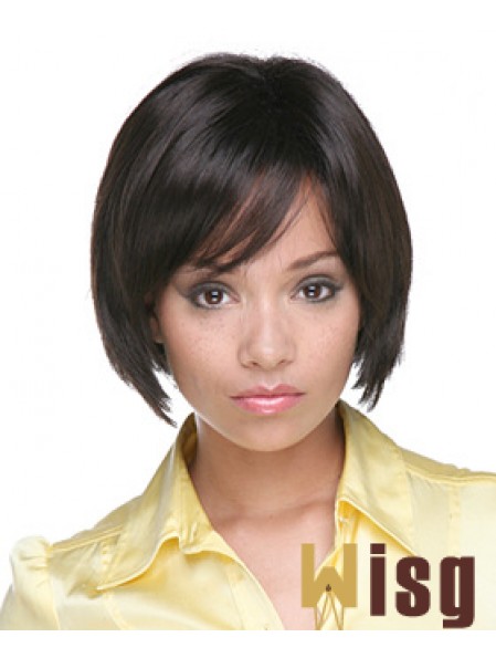 Chin Length Black Straight Bobs Flexibility African American Wigs