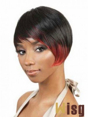 Short Black Straight Layered Fashionable African American Wigs