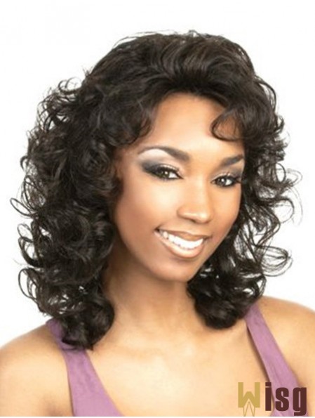 Curly Black Fashion Shoulder Length Classic Wigs