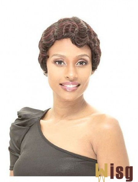 Short Brown Straight Layered Amazing African American Wigs