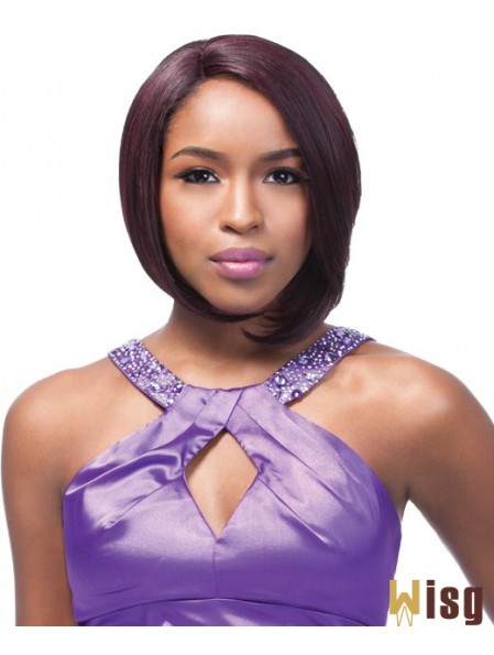 Chin Length Auburn Straight Bobs Style African American Wigs