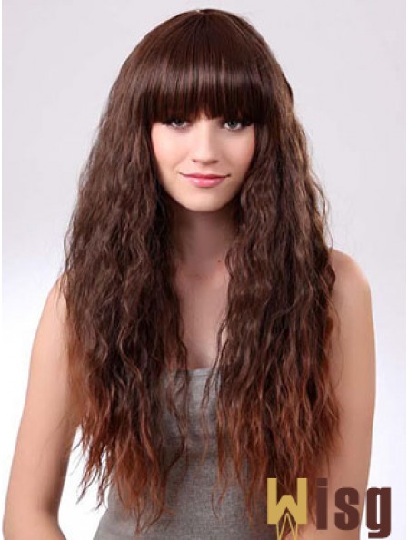 Long Ombre/2 Tone Curly With Bangs Suitable African American Wigs