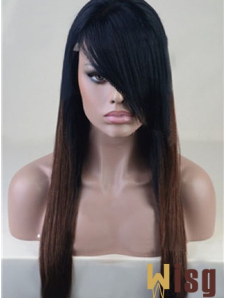 Long Straight With Bangs Full Lace 26 inch Stylish Black Women Wigs