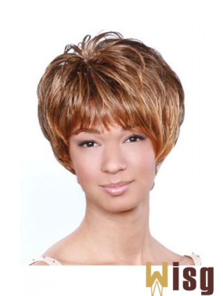 Short Brown Wavy Boycuts Popular African American Wigs