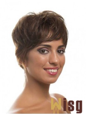 Short Brown Layered Wavy Style Full Lace Wigs