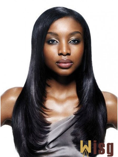 Long Black Yaki Without Bangs Best African American Wigs