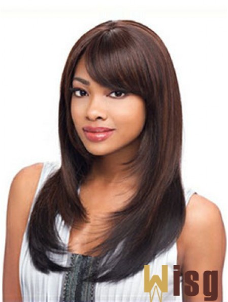 Long Auburn Straight Layered Exquisite African American Wigs