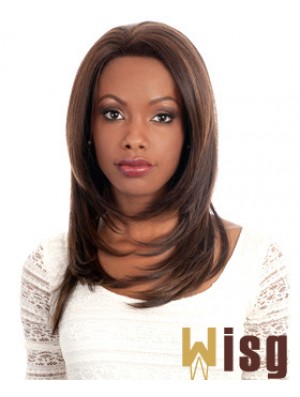 Convenient Auburn Long Without Bangs Straight Glueless Lace Front Wigs