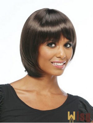 Chin Length Black Straight Bobs High Quality African American Wigs