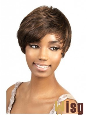 Short Brown Straight Layered Perfect African American Wigs