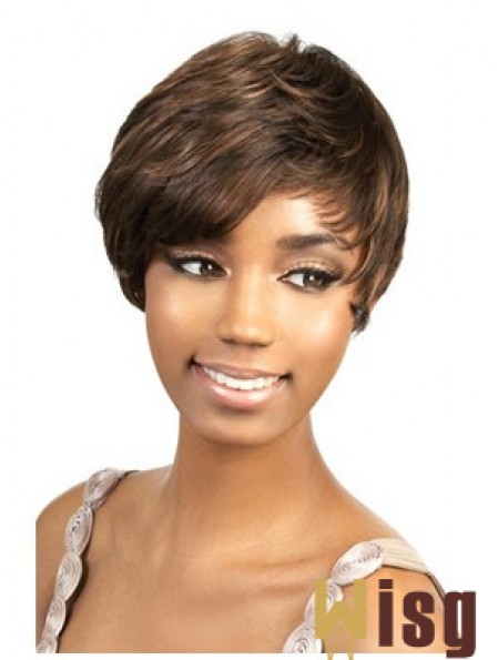 Short Brown Straight Layered Perfect African American Wigs