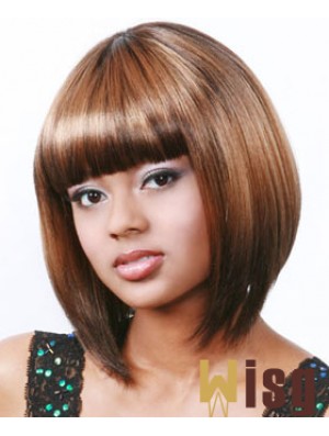 Chin Length Bobs Auburn Synthetic Straight Wigs For Black Woman