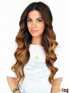 Long Ombre/2 Tone Wavy Without Bangs Beautiful African American Wigs