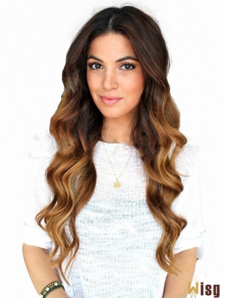 Long Ombre/2 Tone Wavy Without Bangs Beautiful African American Wigs