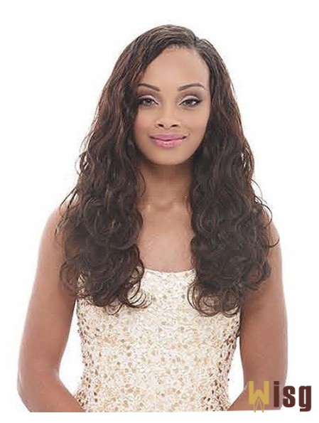 Long Brown Wavy Without Bangs Online African American Wigs