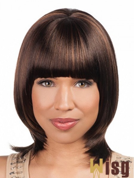 Sleek Chin Length Yaki 16 inch Synthetic Glueless Lace Front Wigs