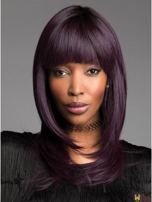 With Bangs Purple 14 inch Capless African American Hairstyles