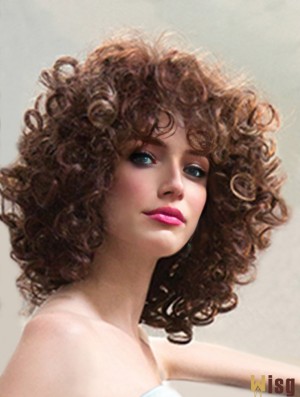 Ladies Synthetic Wigs Shoulder Length Curly Style Layered Cut