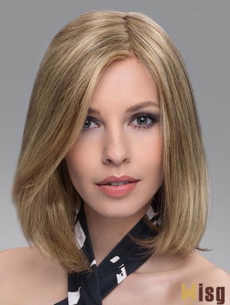 Blonde Soft Straight Shoulder Length Synthetic Bob Wigs