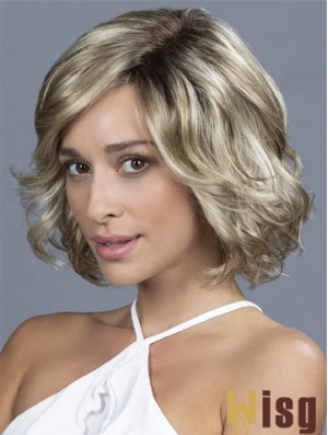 10 inch Chin Length Soft Blonde Wavy Bob Wigs