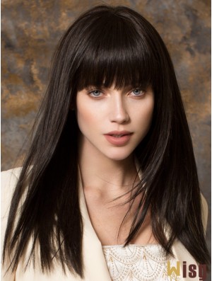 Best Synthetic Wigs With Bangs Monofilament Straight Style Black Color