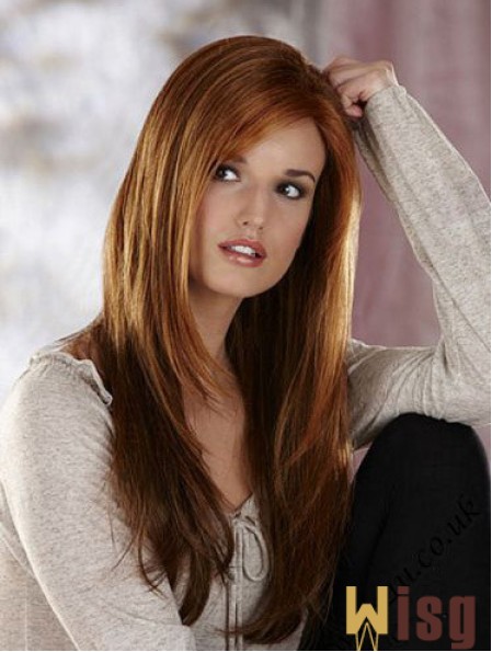 Without Bangs Capless 18 inch Straight Auburn Long Wigs