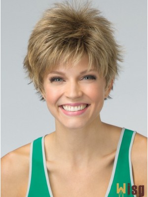 Short Pixie Cut Synthetic Wig Blonde Color Cropped Length Boycuts