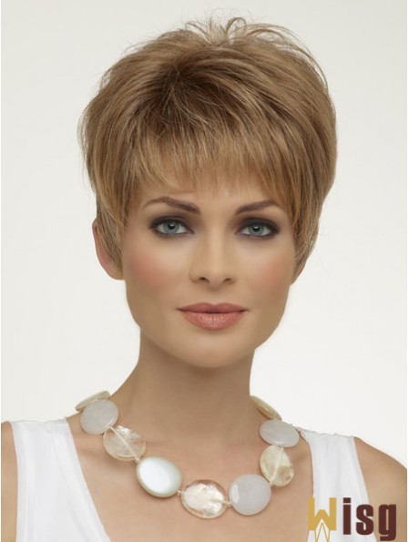 Natural Synthetic Wigs Boycuts Cropped Length Blonde Color Wigs