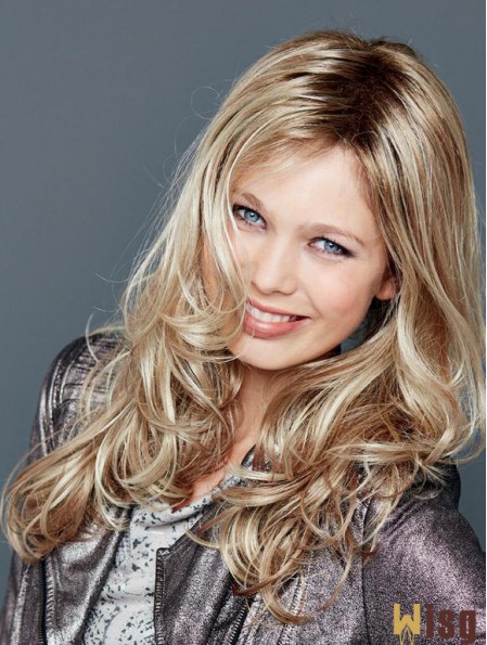 Without Bangs Lace Front 18 inch Wavy Blonde Long Wigs