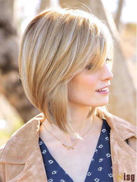 12 inch Chin Length Blonde Straight Affordable Bob Wigs