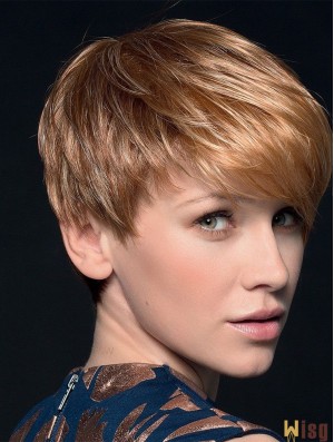 Blonde 4 inch Boycuts Cropped Top Monofilament Wigs