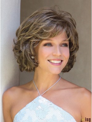 With Bangs Brown Curly 10 inch Chin Length Synthetic Wigs