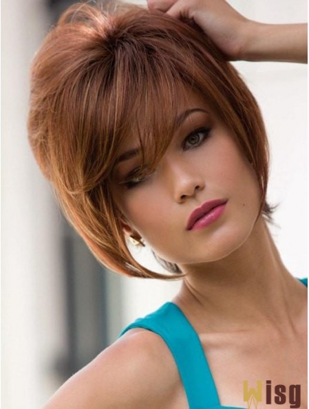 With Bangs Auburn Straight 9 inch Short Synthetic Wigs