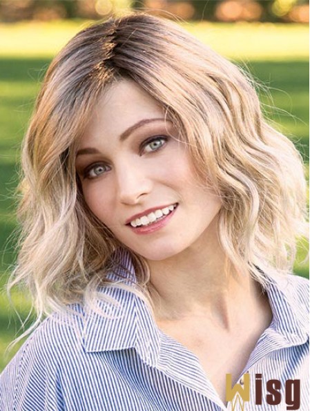 Blonde 14 inch Layered Shoulder Length Online Monofilament Wigs